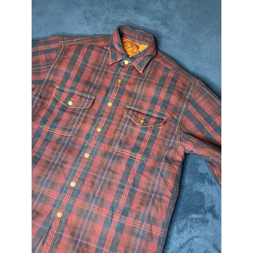 VTG Van Heusen Workwear Flannel Jacket Mens M Multicolor Quilted Red And Blue